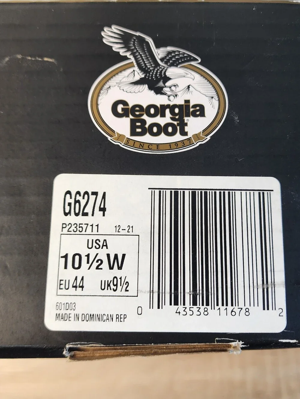 GEORGIA BOOT Georgia Giant Brown Leather Lace Up 6